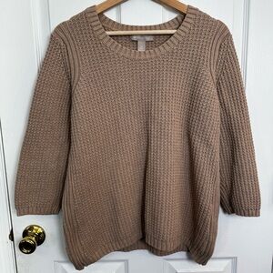 Banana Republic Cotton Cashmere Blend Chunky Knit Sweater XL Neutral Tan Spring